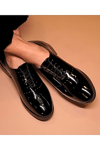 Black Leather Oxford Brogues by Dmodot