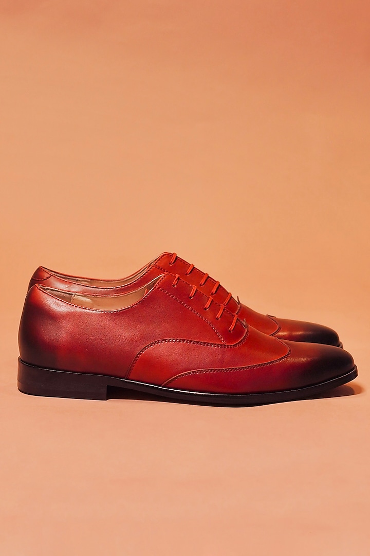Reddish-Brown Leather Oxford Shoes by Dmodot at Pernia's Pop Up Shop