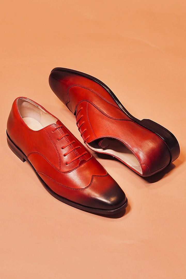 Reddish-Brown Leather Oxford Shoes by Dmodot at Pernia's Pop Up Shop