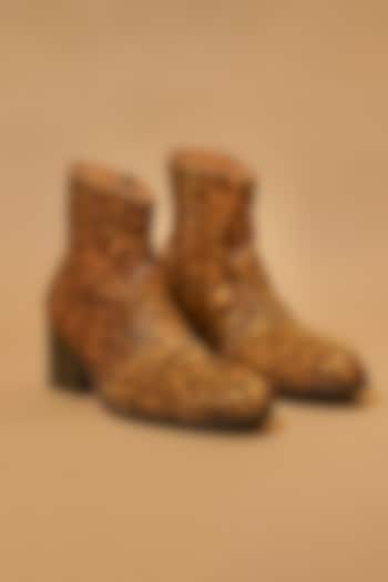 Yellow Leather Leopard Print Boots by Dmodot at Pernia's Pop Up Shop