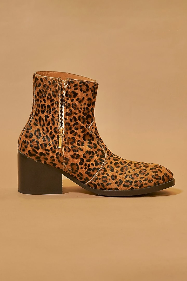 Yellow Leather Leopard Print Boots by Dmodot at Pernia's Pop Up Shop