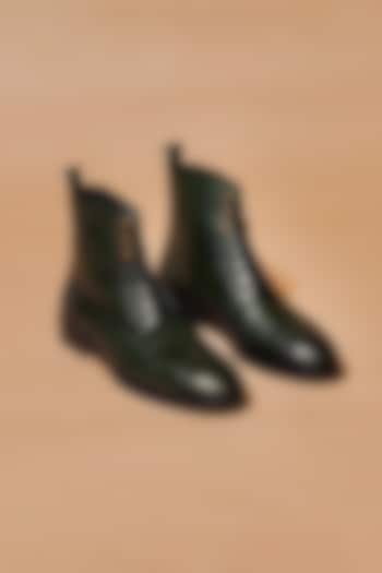 Dark Green Leather Boots by Dmodot at Pernia's Pop Up Shop