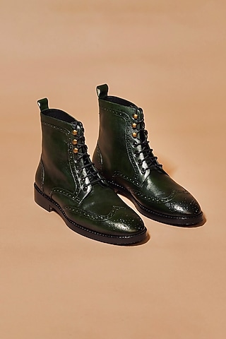 Dark Green Leather Boots by Dmodot