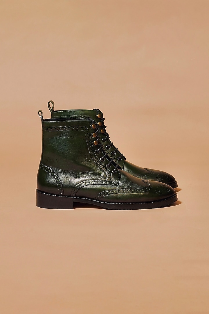 Dark Green Leather Boots by Dmodot at Pernia's Pop Up Shop