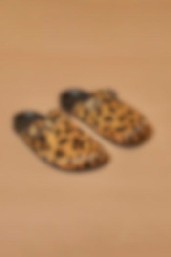 Yellow & Black Leather Mules by Dmodot at Pernia's Pop Up Shop