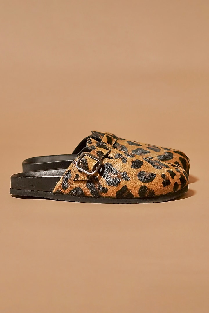 Yellow & Black Leather Mules by Dmodot at Pernia's Pop Up Shop