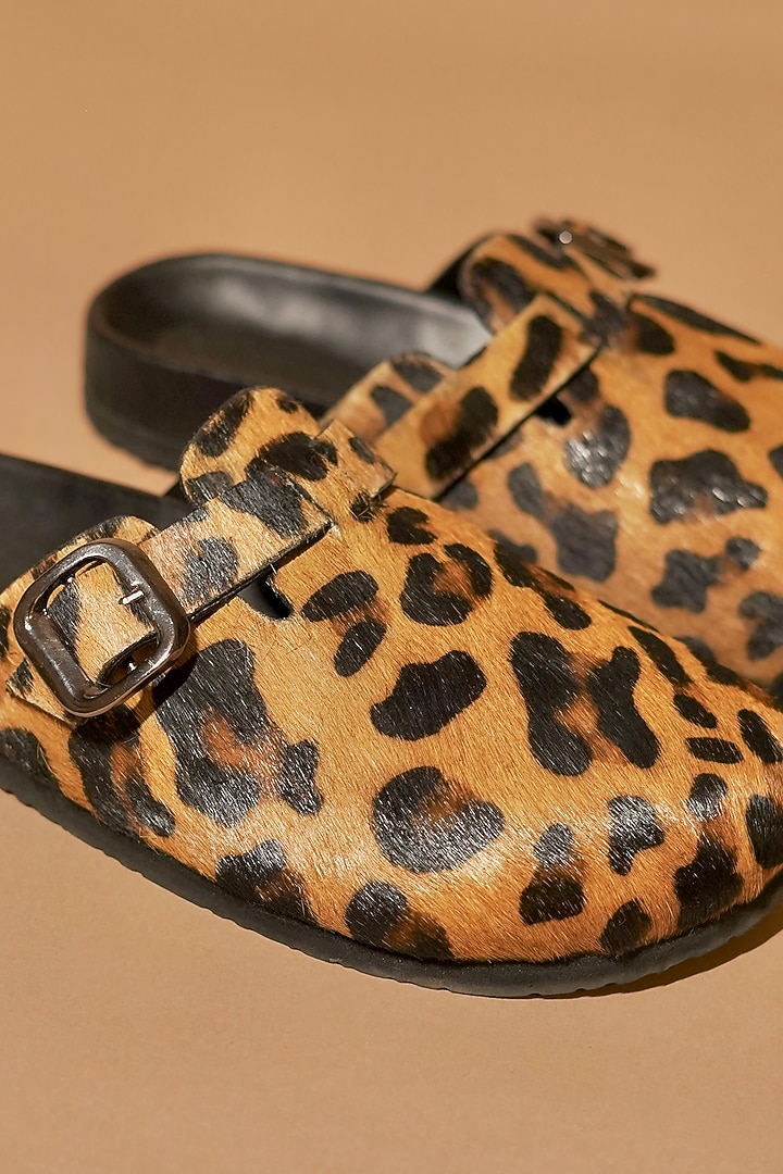 Yellow & Black Leather Mules by Dmodot at Pernia's Pop Up Shop