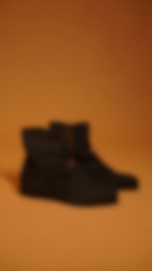 Black Leather & Suede Wrinkled Boots by Dmodot