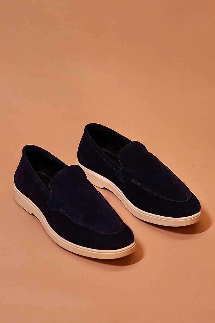 Navy Blue Leather Loafers by Dmodot at Pernia's Pop Up Shop