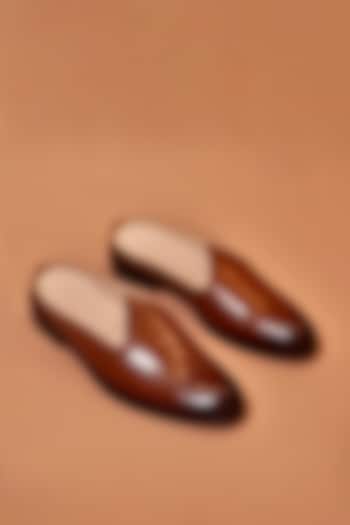 Brown Leather Handcrafted Mules by Dmodot at Pernia's Pop Up Shop