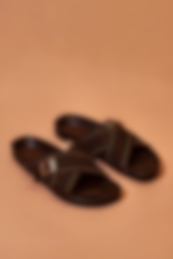 Brown Leather Textured Flats by Dmodot at Pernia's Pop Up Shop