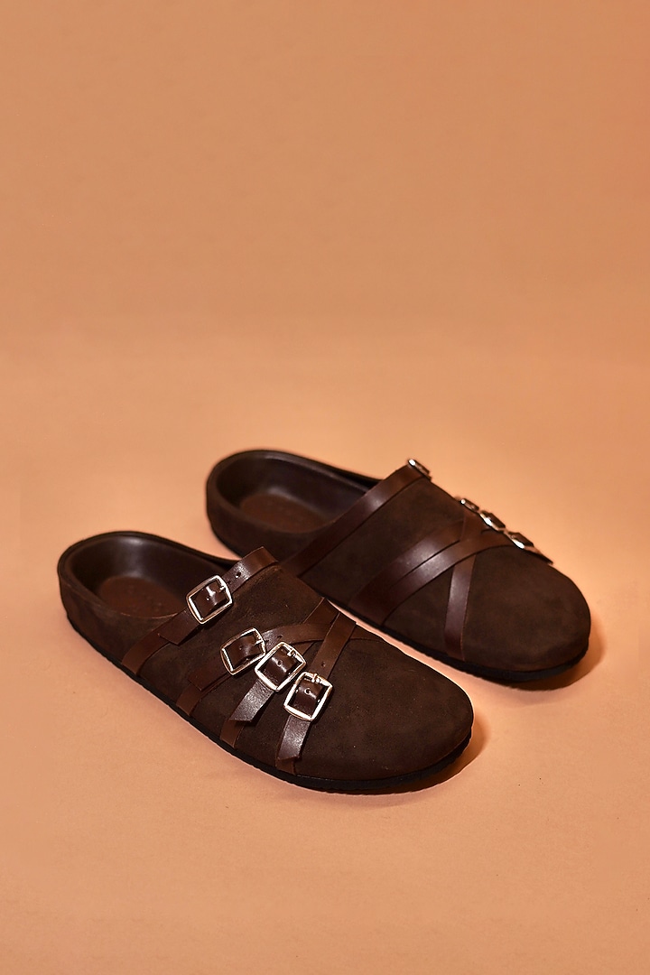 Brown Leather Kolhapuri Flats by Dmodot at Pernia's Pop Up Shop