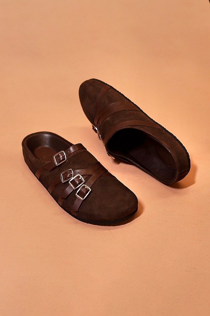 Brown Leather Kolhapuri Flats by Dmodot at Pernia's Pop Up Shop