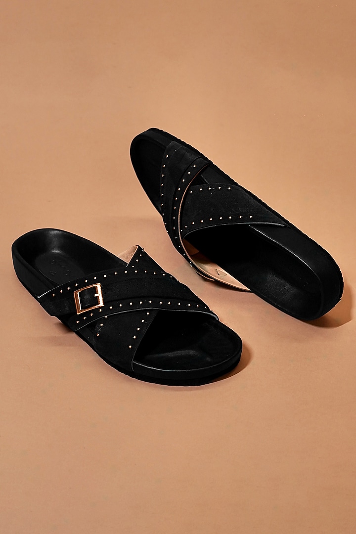 Black Leather Flats by Dmodot at Pernia's Pop Up Shop