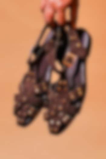 Dark Brown Leather Sandals by Dmodot at Pernia's Pop Up Shop