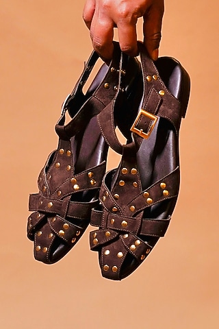 Dark Brown Leather Sandals by Dmodot