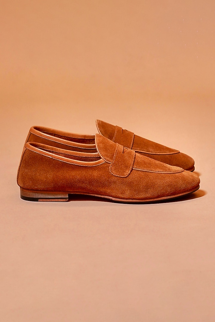 Tan Suede Leather Loafers by Dmodot at Pernia's Pop Up Shop