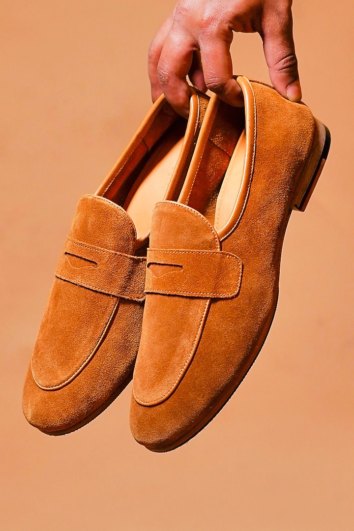 Tan Suede Leather Loafers by Dmodot at Pernia's Pop Up Shop