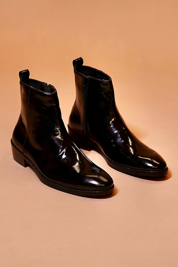 Black Patent Leather Boots by Dmodot at Pernia's Pop Up Shop