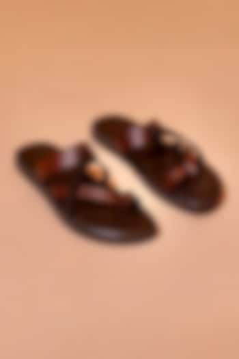 Brown Leather Sandals by Dmodot at Pernia's Pop Up Shop