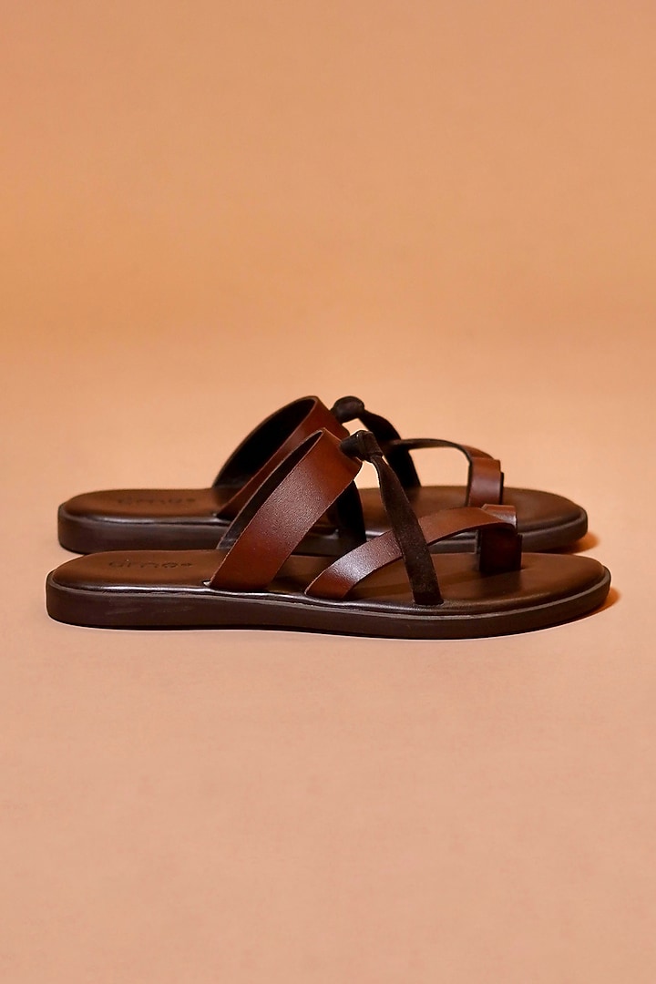 Brown Leather Sandals by Dmodot at Pernia's Pop Up Shop