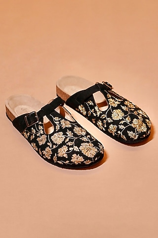 Black Suede Leather Mules by Dmodot
