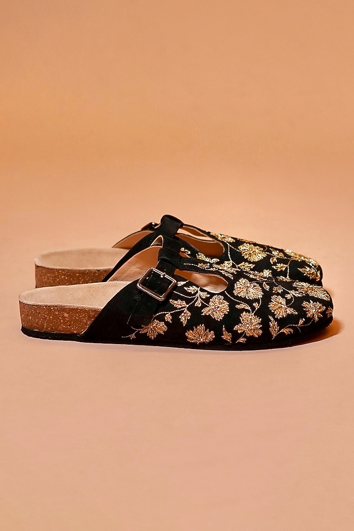 Black Suede Leather Mules by Dmodot at Pernia's Pop Up Shop