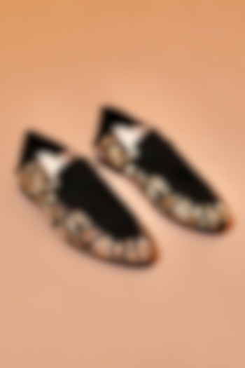 Black Leather Embroidered Loafers by Dmodot at Pernia's Pop Up Shop