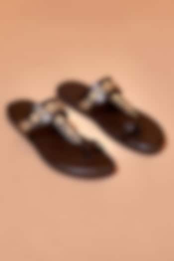 Dark Brown Leather Sandals by Dmodot at Pernia's Pop Up Shop