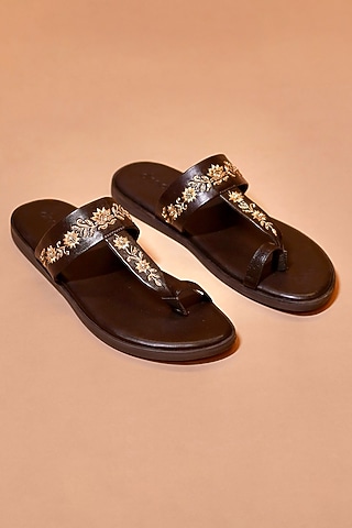 Dark Brown Leather Sandals by Dmodot