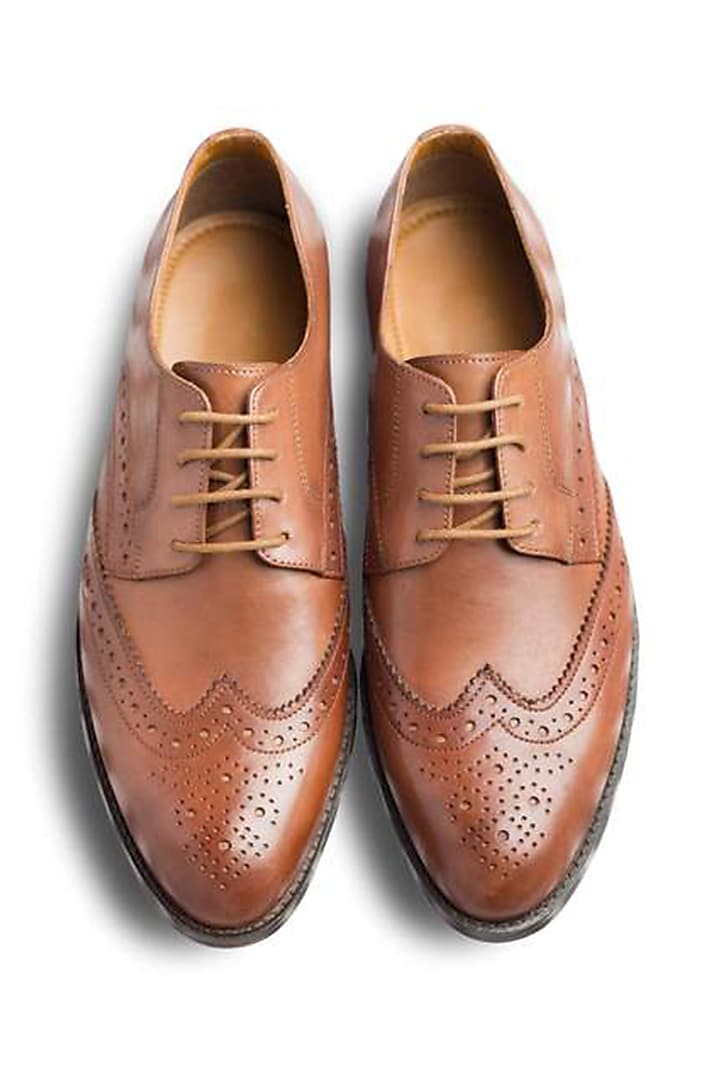 Beige Leather Handcrafted Brogues by Dmodot