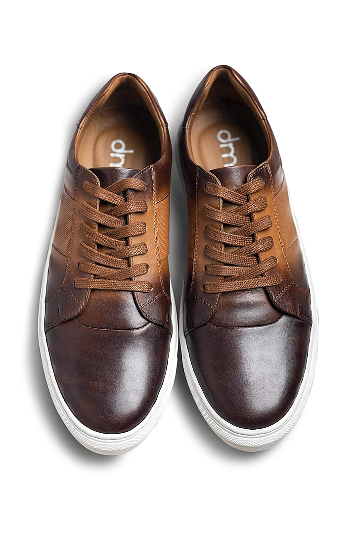 Beige Hand-Polished Leather Sneakers by Dmodot