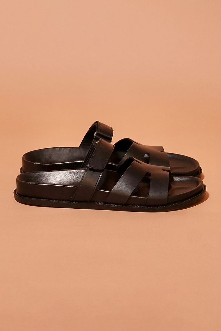 Black Leather Sandals by Dmodot at Pernia's Pop Up Shop