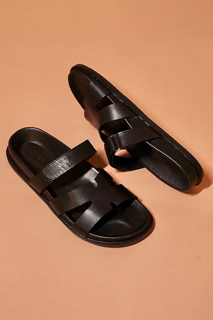 Black Leather Sandals by Dmodot at Pernia's Pop Up Shop