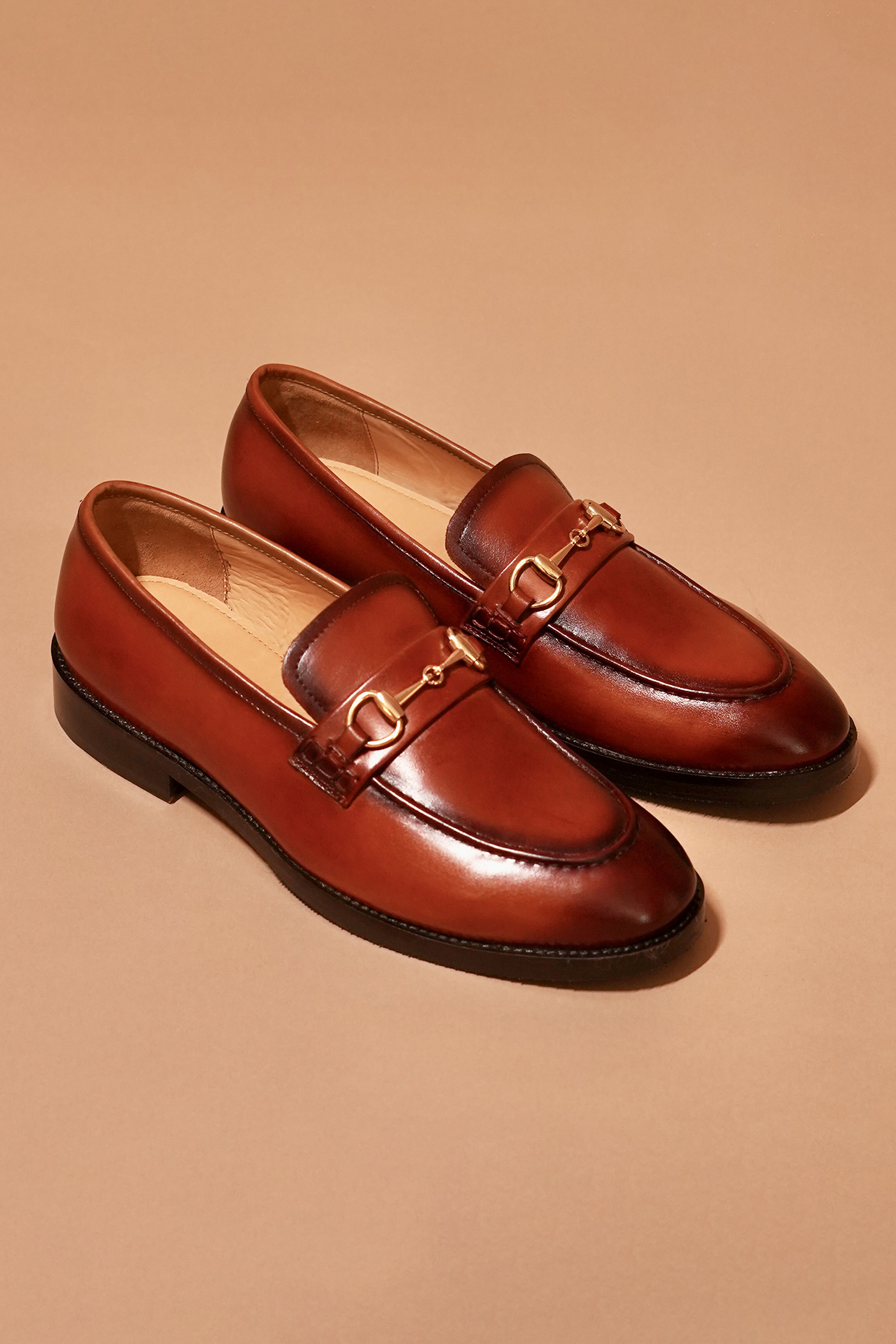 Brown Dual Tone Full Grain Leather Loafers by Dmodot