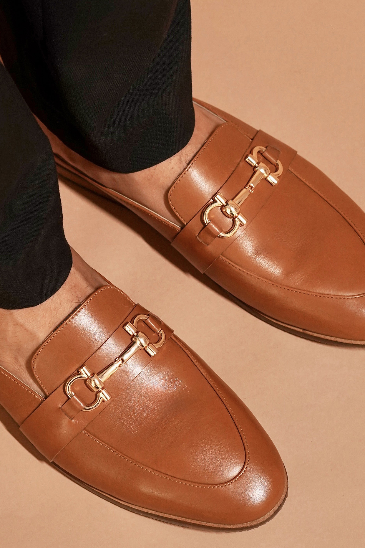 Tan Leather Mules by Dmodot