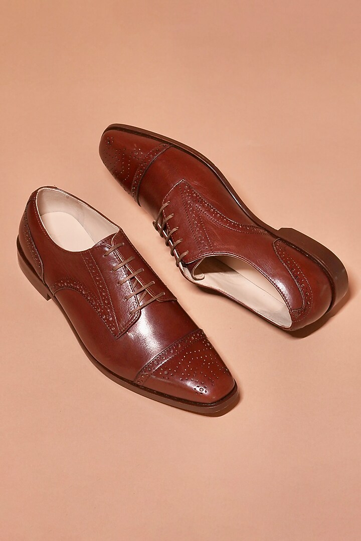 Dark Brown Full Grain Leather Oxford Shoes by Dmodot at Pernia's Pop Up Shop