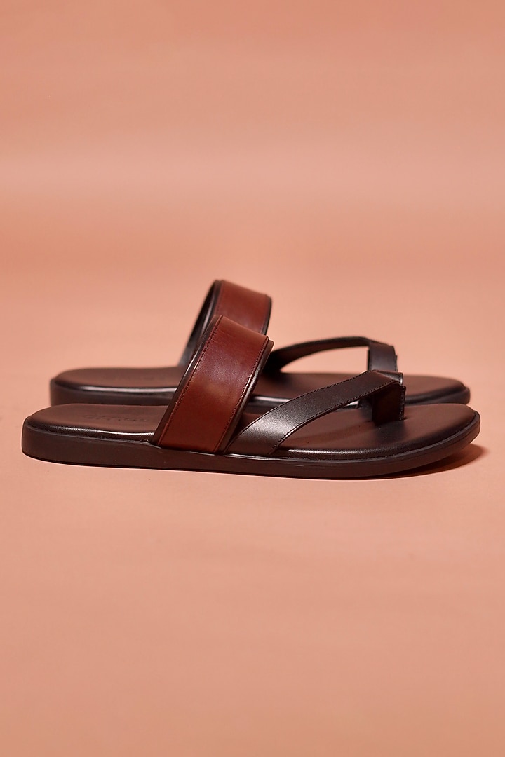 Black-Brown Leather Flats by Dmodot at Pernia's Pop Up Shop