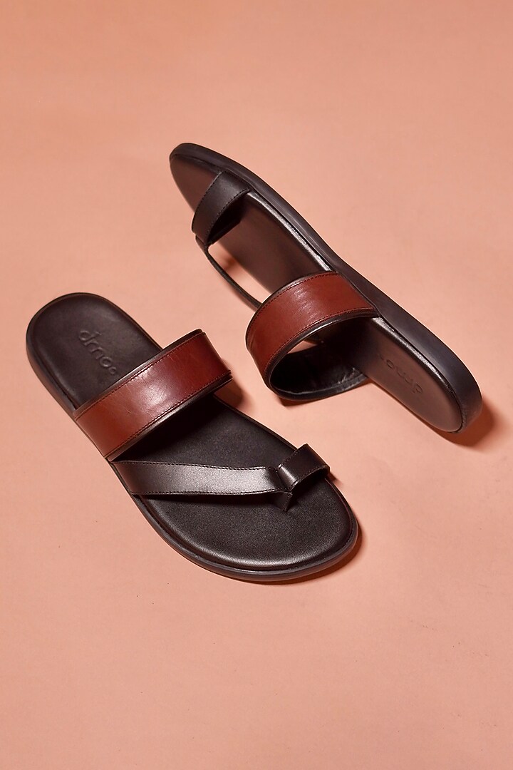 Black-Brown Leather Flats by Dmodot at Pernia's Pop Up Shop