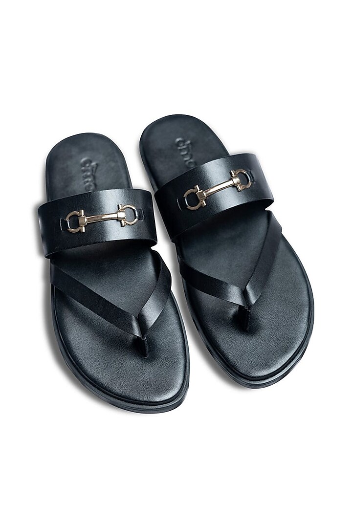 Black Leather Sandals With Buckle Design by Dmodot at Pernia s Pop