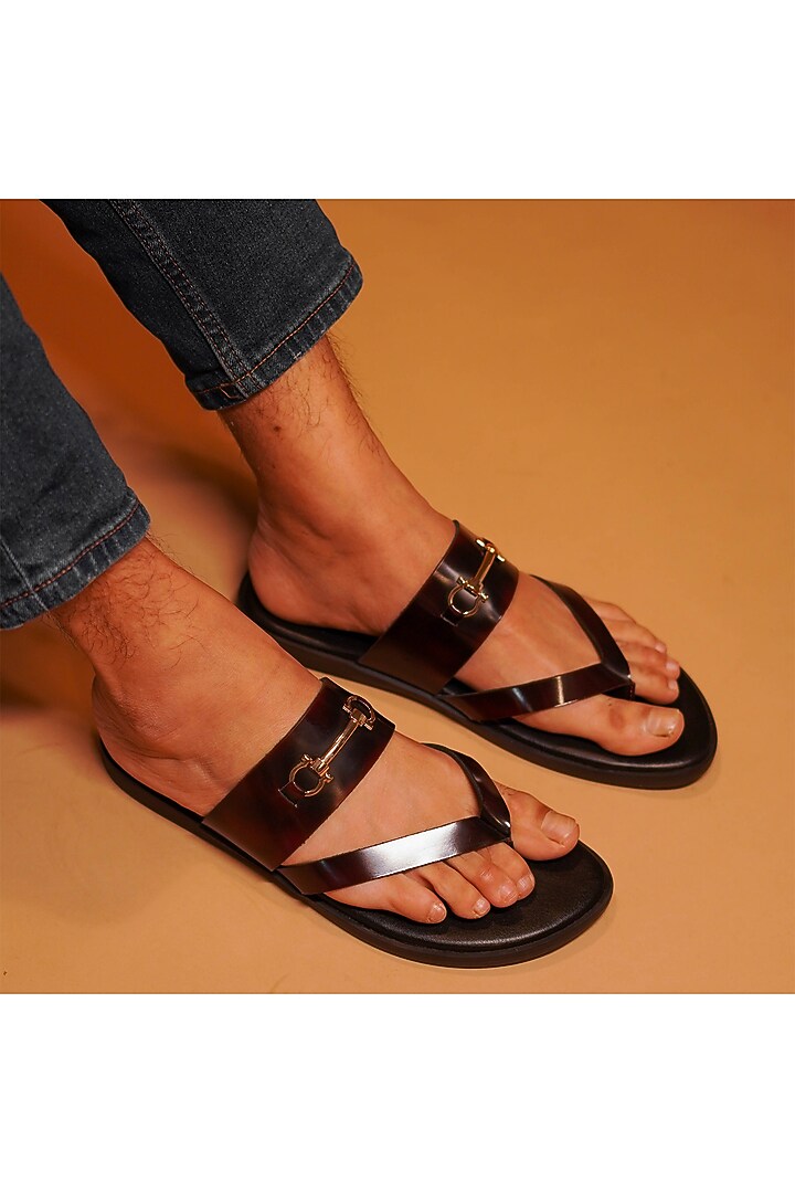 Burgundy-Black Leather Flats by Dmodot at Pernia's Pop Up Shop