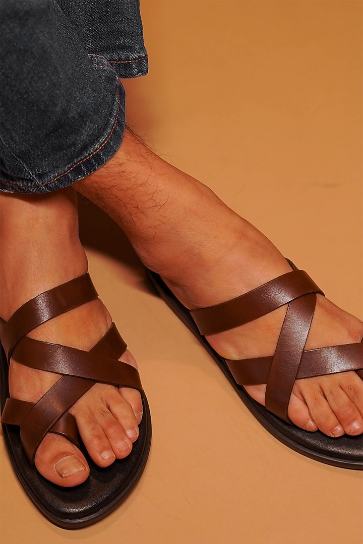 Brown-Black Leather Flats by Dmodot at Pernia's Pop Up Shop