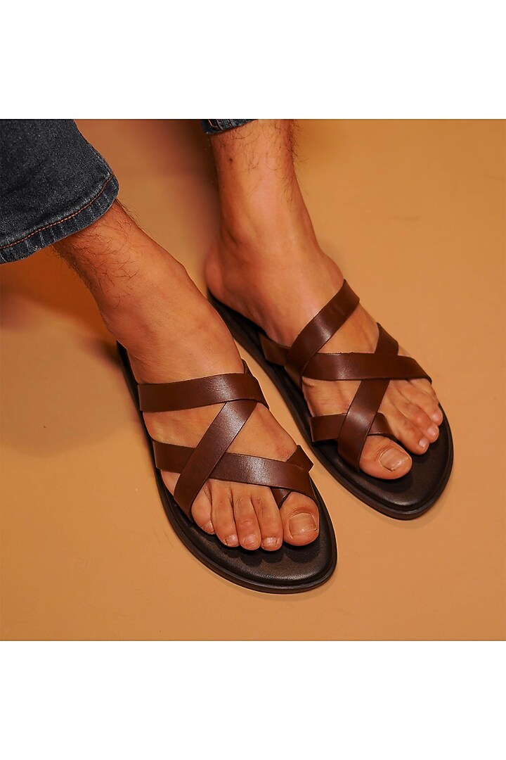 Brown-Black Leather Flats by Dmodot at Pernia's Pop Up Shop
