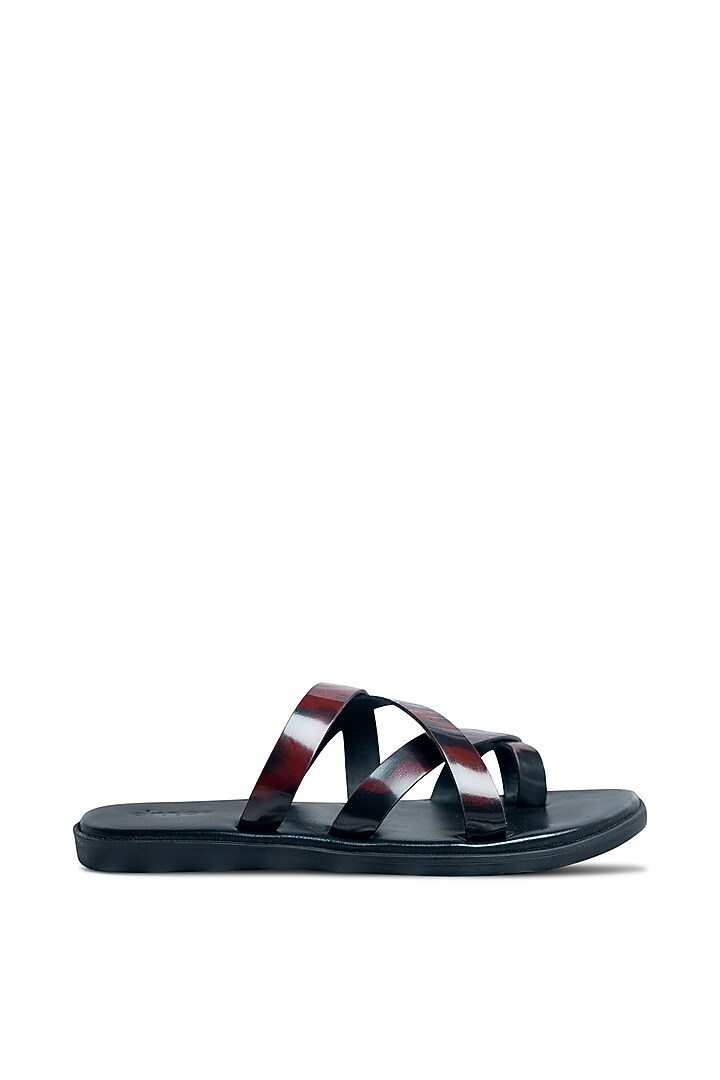 Burgundy & Black Leather Flats by Dmodot at Pernia's Pop Up Shop