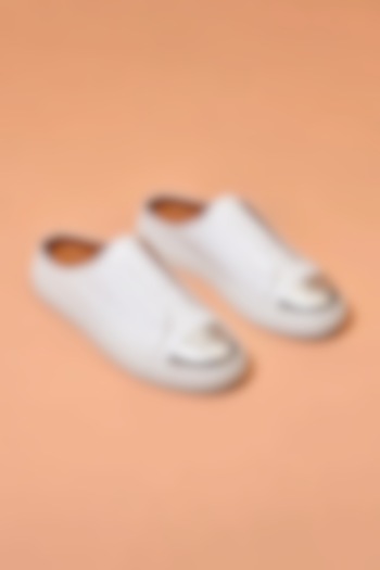White Leather Mules by Dmodot at Pernia's Pop Up Shop