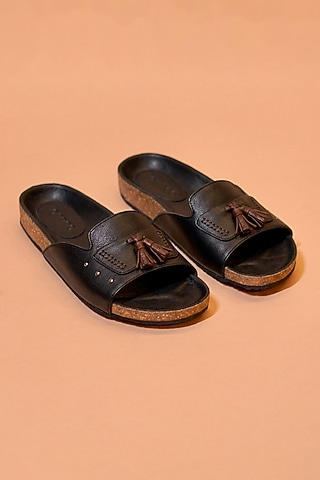 Black Leather Sliders by Dmodot