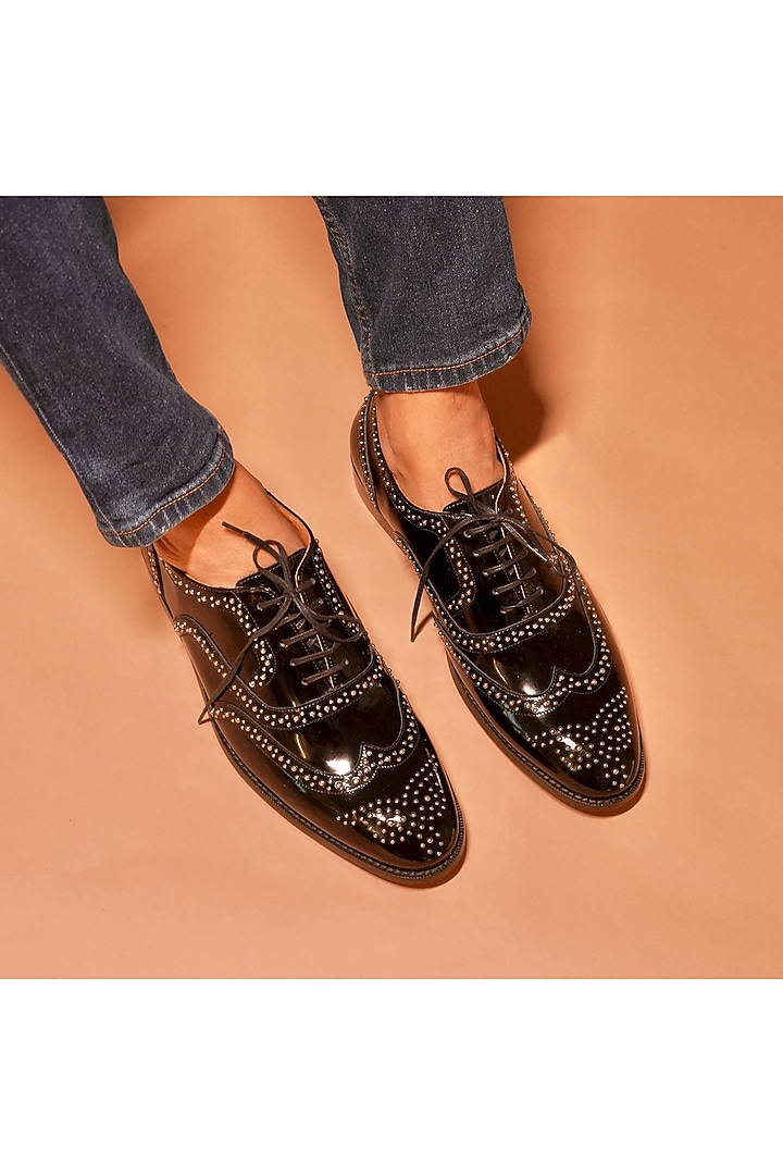 Black Leather Oxford Shoes by Dmodot at Pernia's Pop Up Shop
