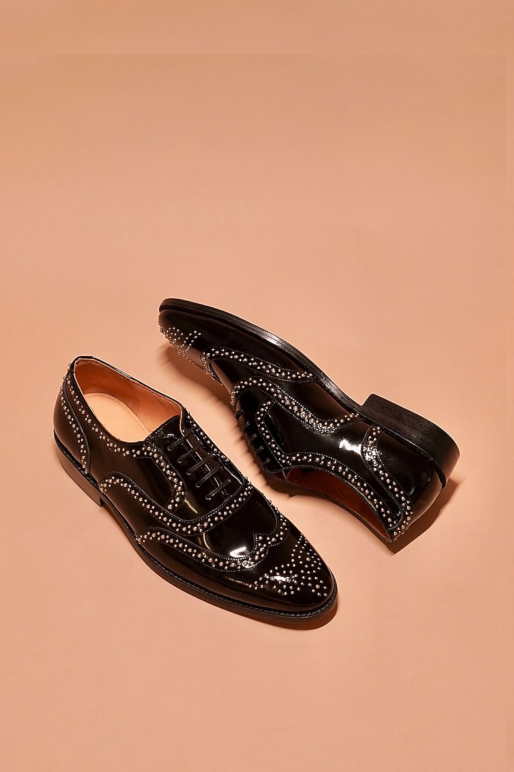 Black Leather Oxford Shoes by Dmodot at Pernia's Pop Up Shop