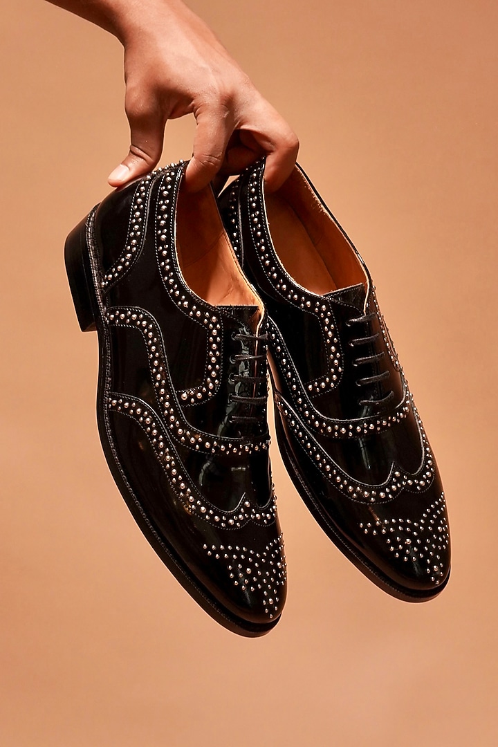 Black Leather Oxford Shoes by Dmodot at Pernia's Pop Up Shop