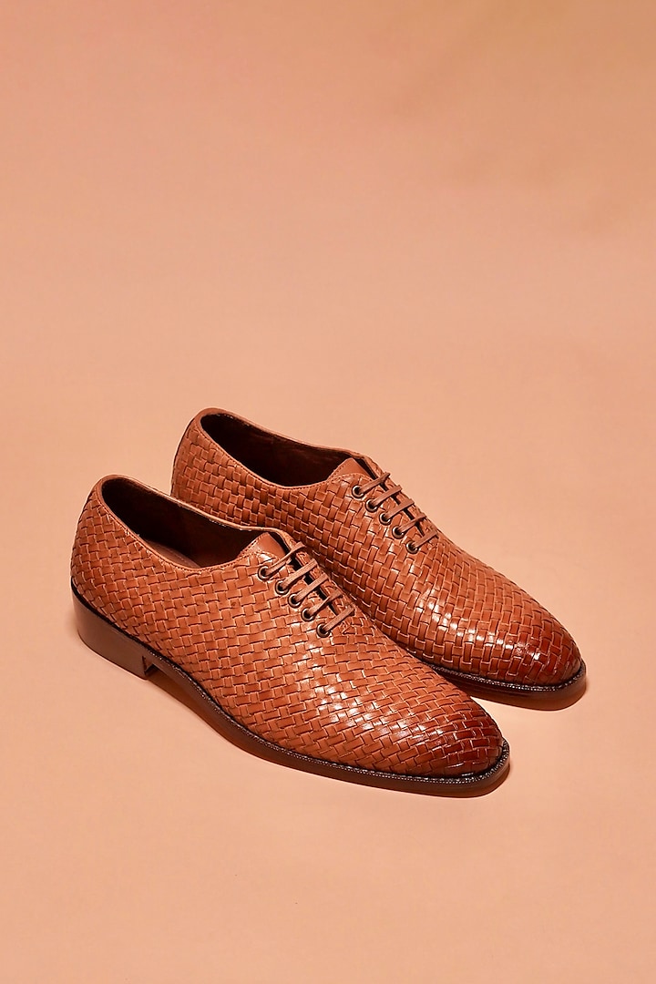 Tan Leather Handcrafted Oxford Shoes by Dmodot